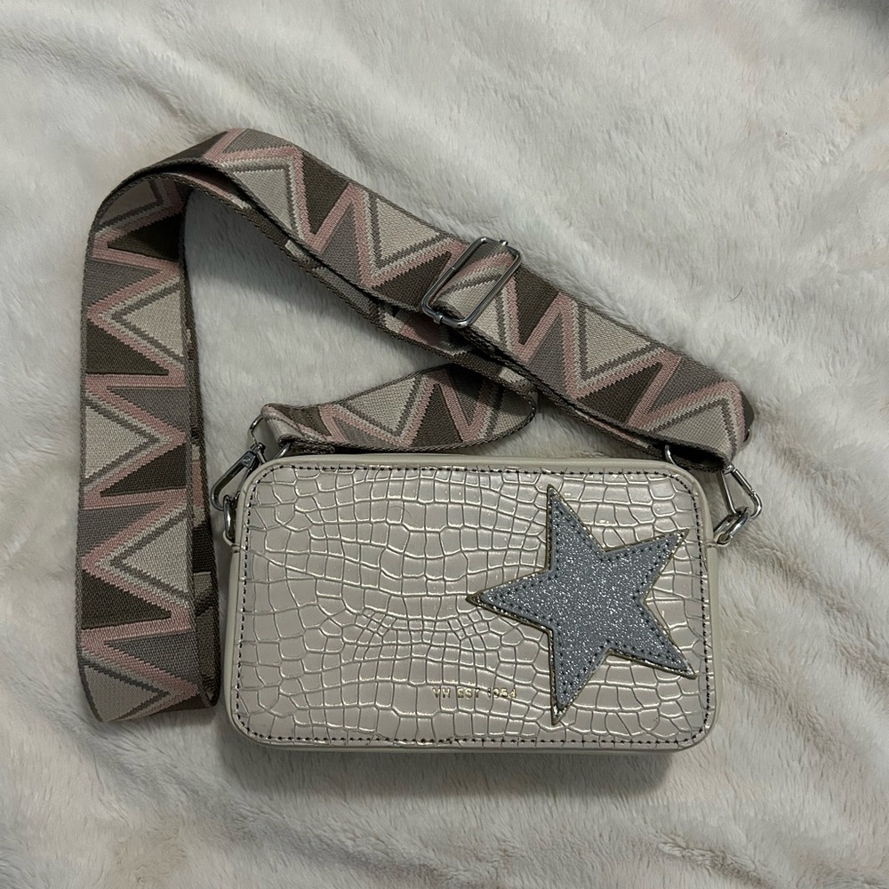 Vintage Havana Gray Croc-Embossed Crossbody with Star